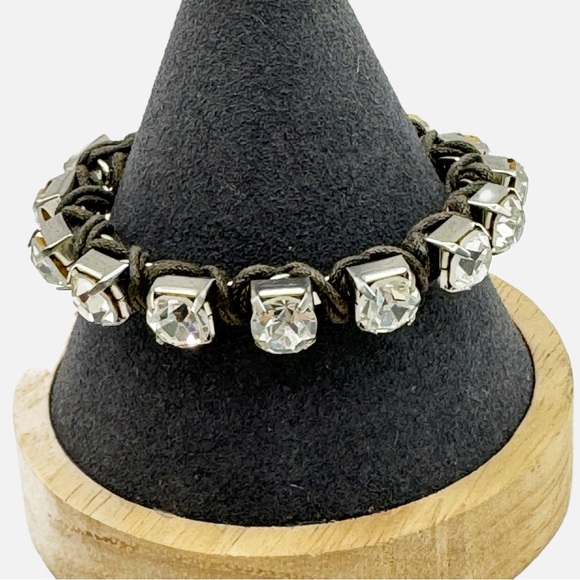 American Eagle Outfitters Jewelry - American Eagle large sparkling rhinestone woven bracelet 7” boho mob wife